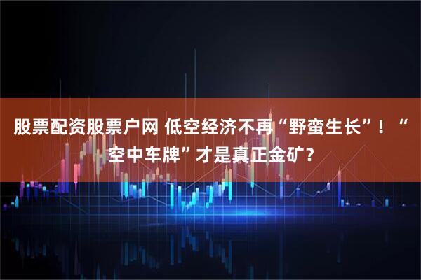 股票配资股票户网 低空经济不再“野蛮生长”！“空中车牌”才是真正金矿？